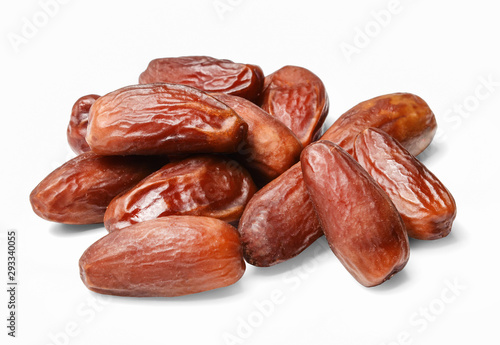 A bunch of dates isolated on white background. Bright saturated color and good texture. Clipping path.