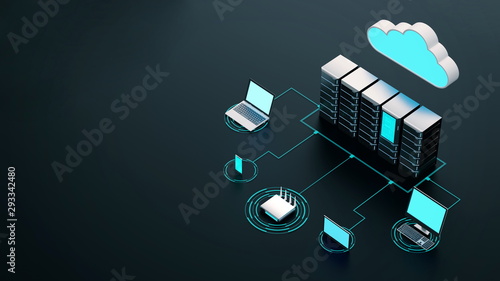 Internet cloud and Computer wireless network concept