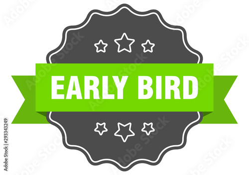 early bird isolated seal. early bird green label. early bird