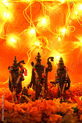 metal statue of Hindu god Ram, Sita, Laxman and Hanuman 