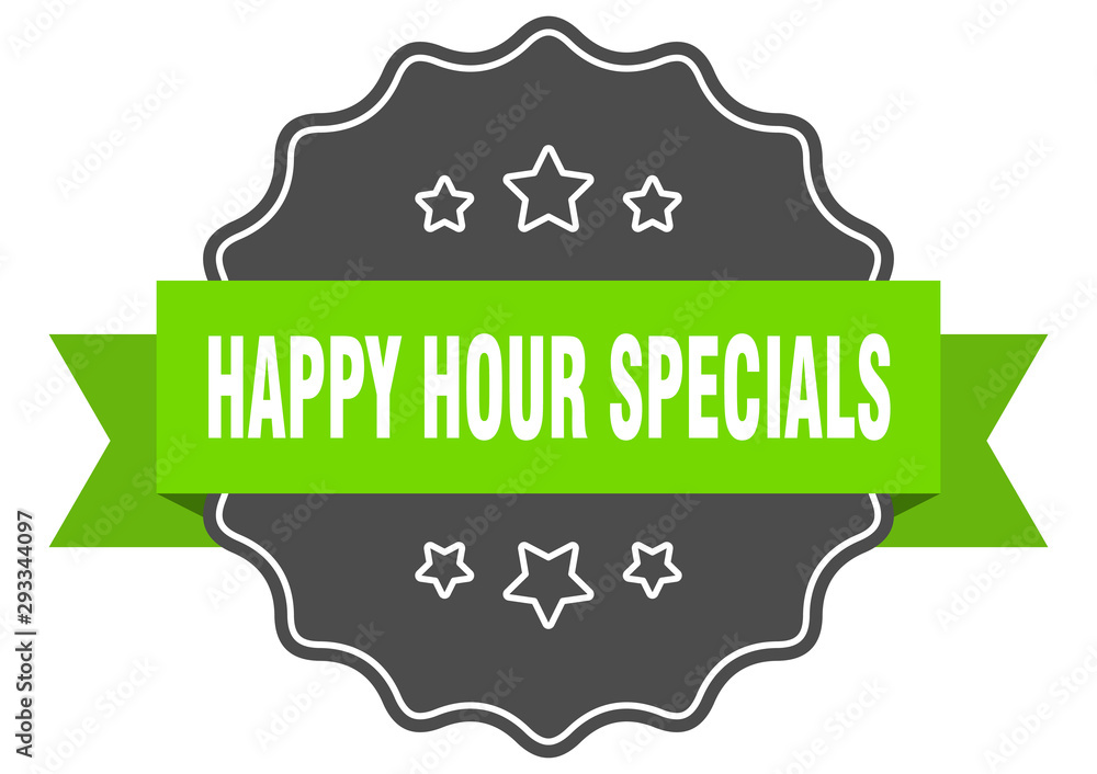 happy hour specials isolated seal. happy hour specials green label. happy hour specials