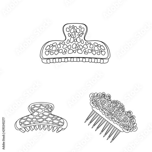 Isolated object of hairdressing and hairclip symbol. Set of hairdressing and accessories vector icon for stock.