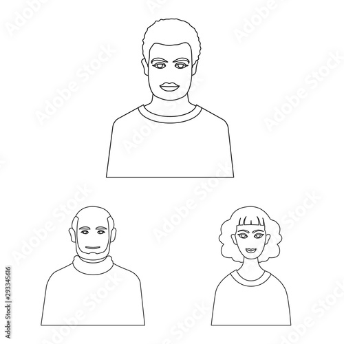 Vector design of character and avatar sign. Set of character and person stock symbol for web.