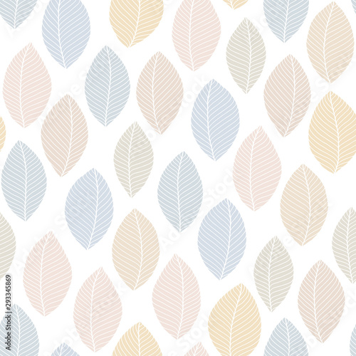 Seamless soft tones leaf autumn pattern doodle.