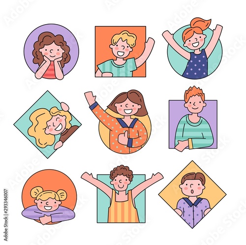 Set of different talking people. Flat design minimal style vector illustration