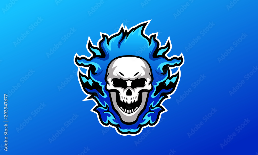 Skull Blue Fire Esport Logo - Mascot Logo Template-01