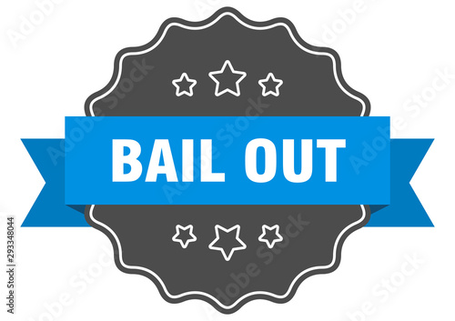 bail out blue label. bail out isolated seal. bail out