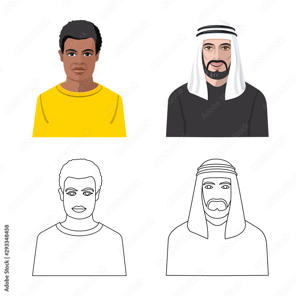 Vector illustration of hairstyle and profession logo. Collection of hairstyle and character vector icon for stock. Vector illustration of hairstyle and profession logo. Collection of hairstyle and character vector icon for stock.