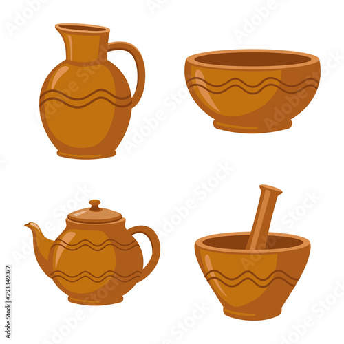 Vector illustration of kitchen and tableware logo. Set of kitchen and pottery vector icon for stock.