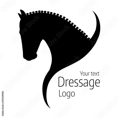 hand drawn black vector horse head logo silhouette.