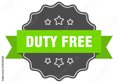 duty free isolated seal. duty free green label. duty free