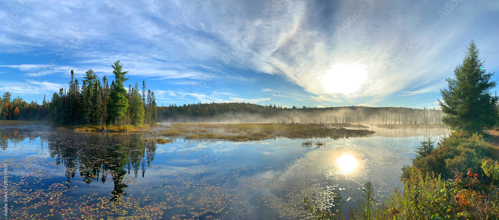 West Rose lake in the early morning fog along the Mizzy lake trail