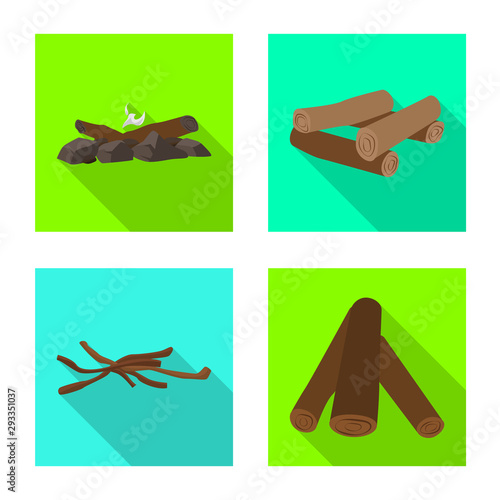 Isolated object of material and logging symbol. Set of material and forestry vector icon for stock.