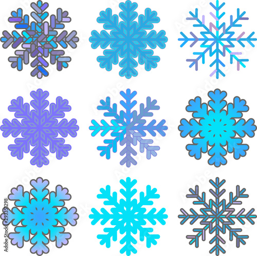 Set of snowflakes. Vector Illustration for New Year, Christmas design.