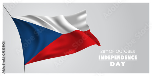 Czech Republic independence day greeting card, banner, horizontal vector illustration