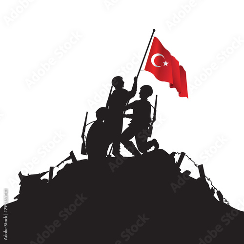 Soldier and turkish flag vector design