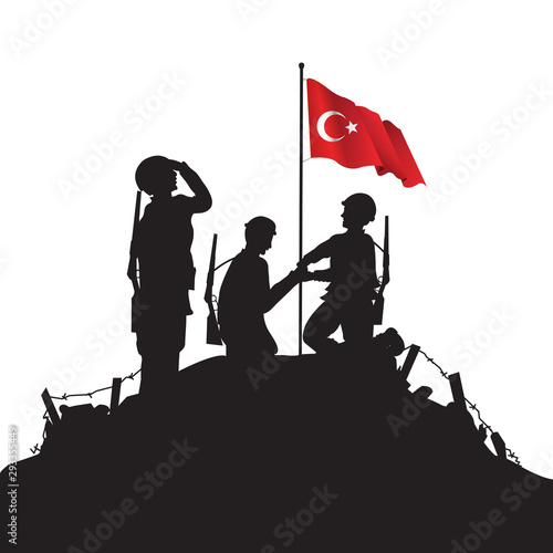 Soldier and turkish flag vector design