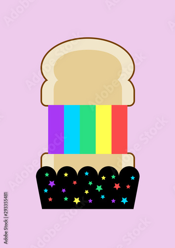 Grilled  rainbow cheese toast on pastel purple background