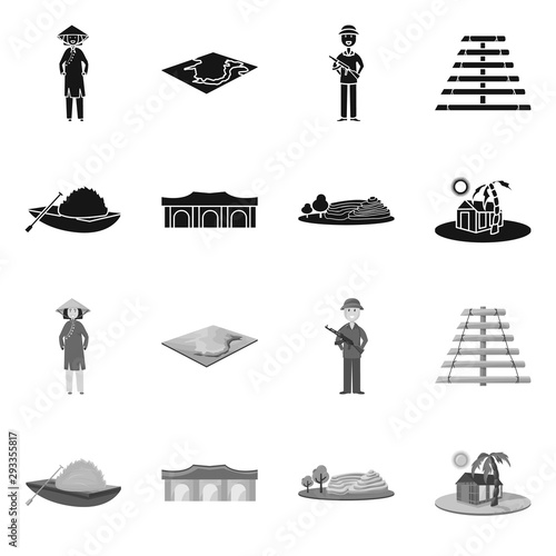 Vector illustration of travel and country logo. Set of travel and asia stock symbol for web.