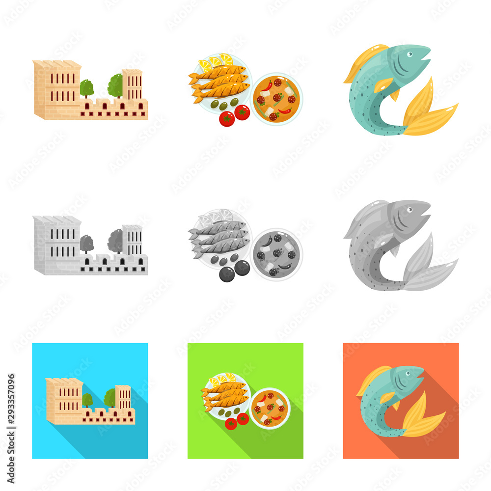 Vector illustration of and historic logo. Collection of and country vector icon for stock. Vector illustration of and historic logo. Collection of and country vector icon for stock.