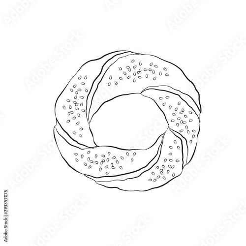 Turkish bagel illustration vector , simit vector