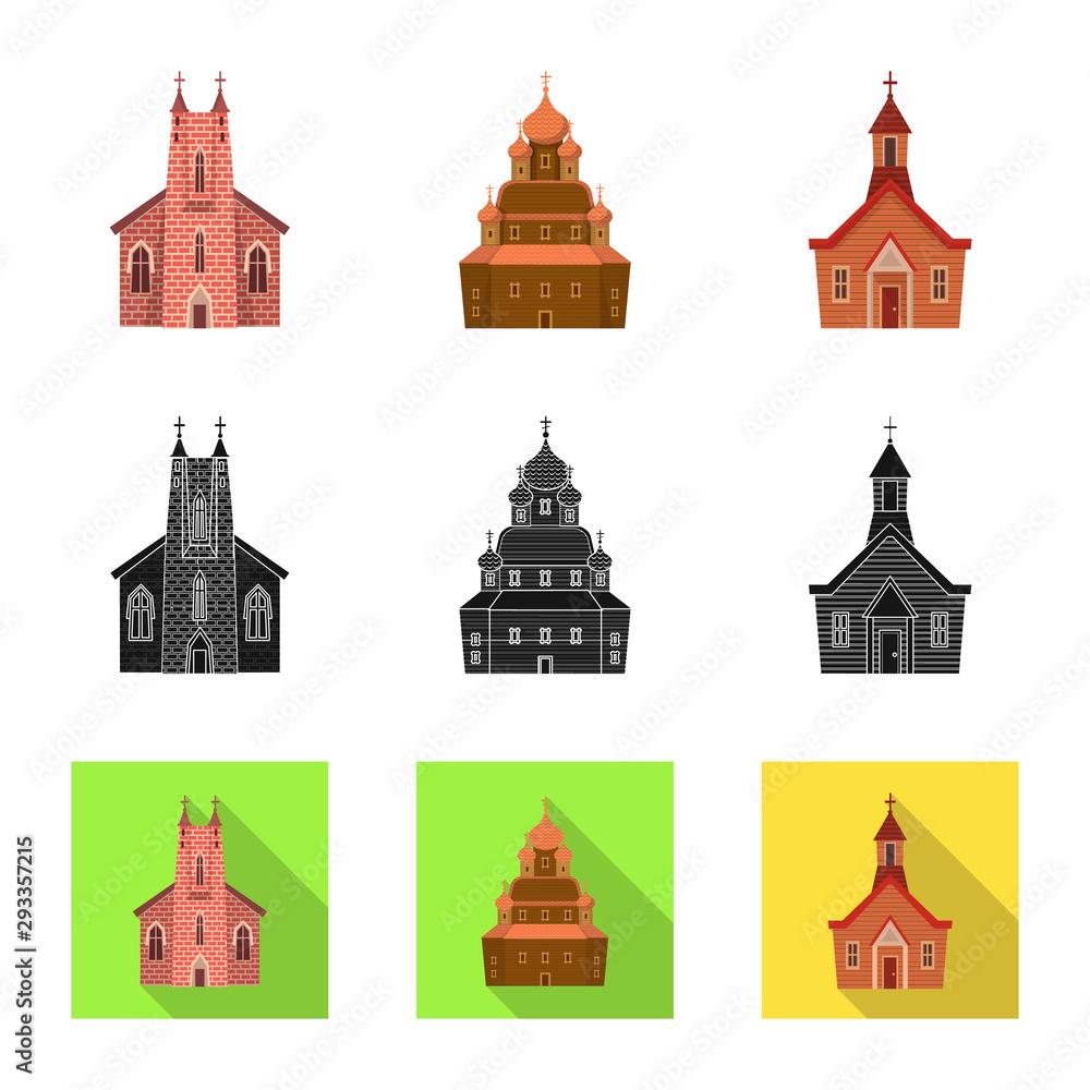 Naklejka premium Vector illustration of cult and temple symbol. Collection of cult and parish stock vector illustration.