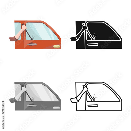 Isolated object of car and theft icon. Set of car and auto stock vector illustration.
