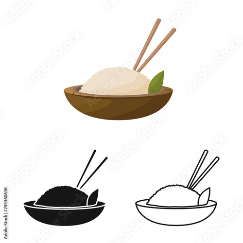 Vector illustration of rice and food logo. Set of rice and bowl stock symbol for web.