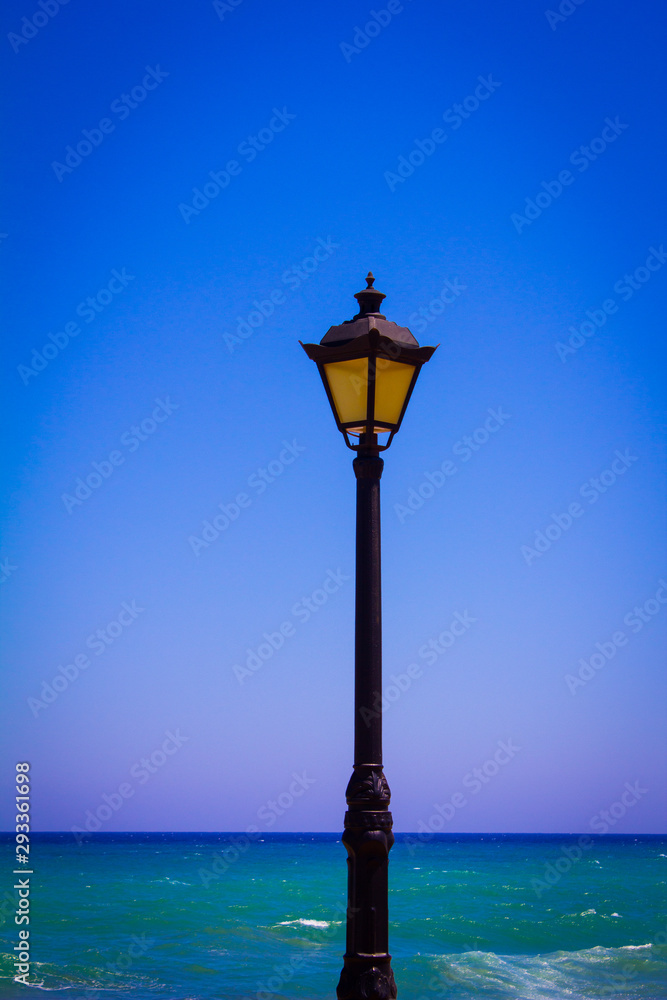 Streetlamp Ocean Blue Sky