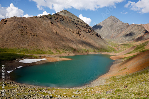 Landscapes of the Altai Mountains. Mountains and lakes of Siberia. Mountain Spirit Lake.