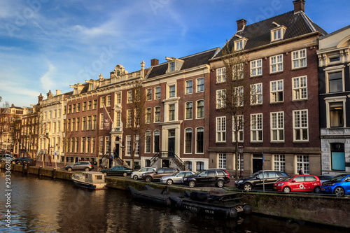 amsterdam canals and houses in netherlands