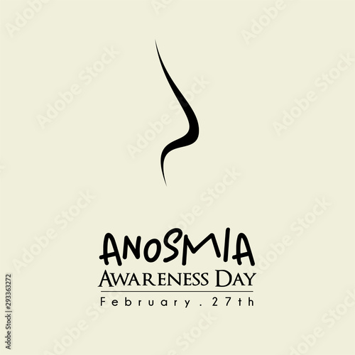 Anosmia Awareness day on February 27th with Colored Nose Line art cartoon Concept Design