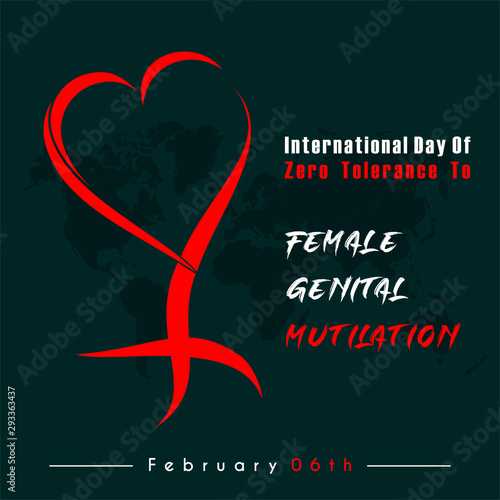 International Day of Zero Tolerance to Female Genital Mutilation with love shape female icon