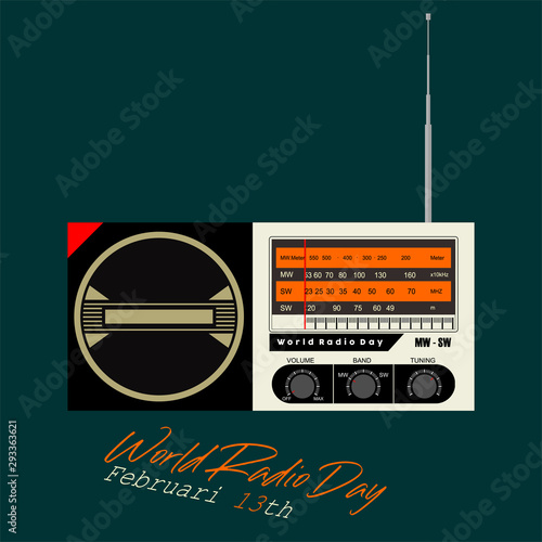 World Radio Day, Classic retro Radio cartoon vector