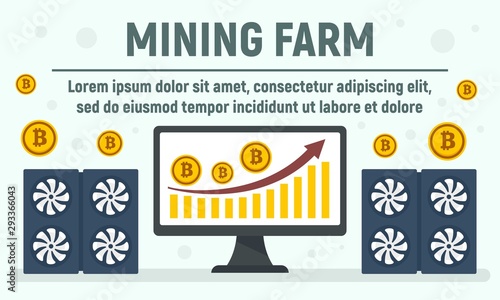 Home mining farm concept banner. Flat illustration of home mining farm vector concept banner for web design