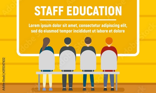 Group staff education concept banner. Flat illustration of group staff education vector concept banner for web design