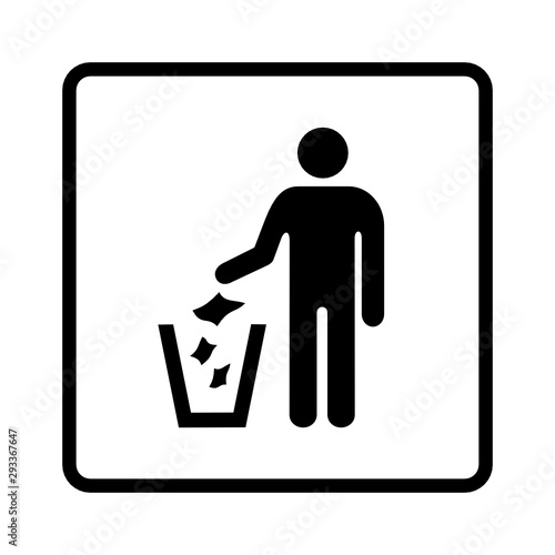 sylwetka człowieka, wyrzucanie śmieci do kosza