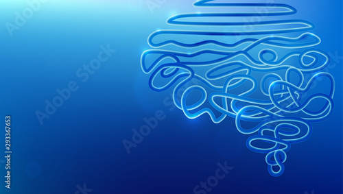 Tangled wire in human brain shape vector illustration
