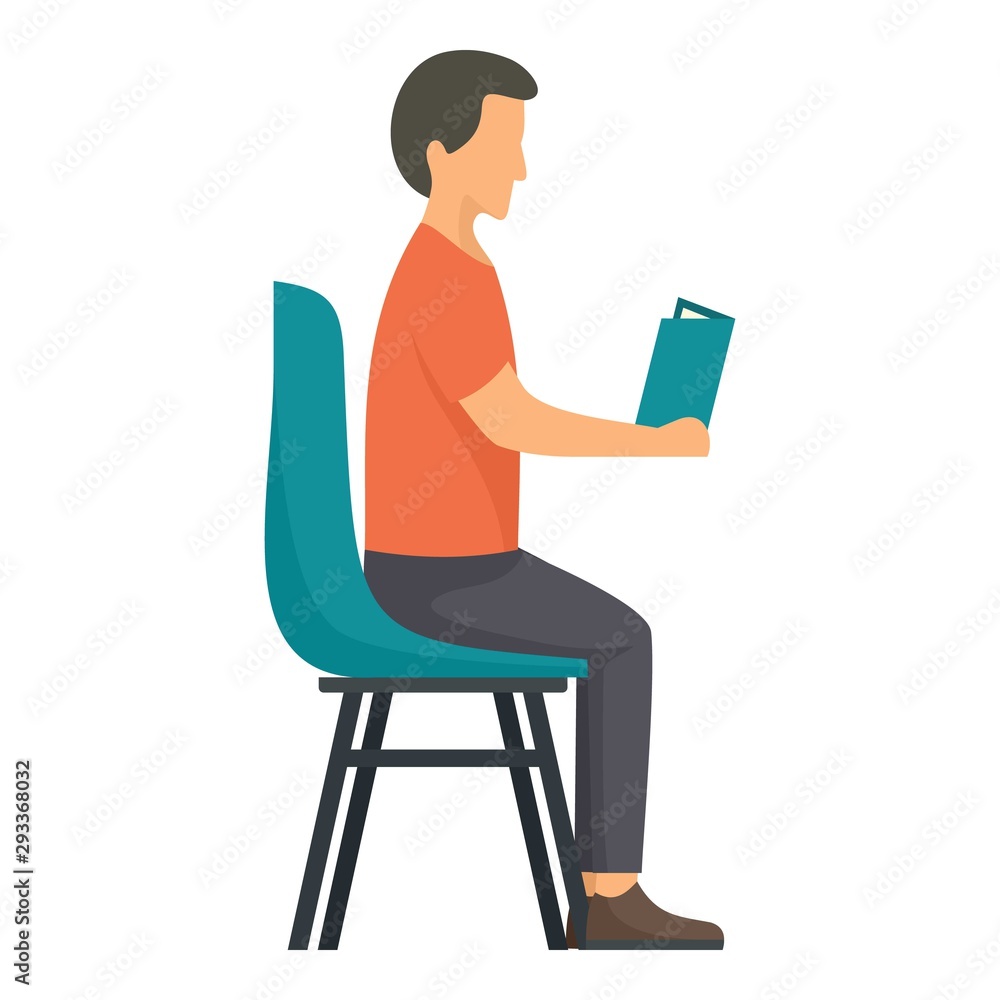 Man at chair icon. Flat illustration of man at chair vector icon for web design Man at chair icon. Flat illustration of man at chair vector icon for web design