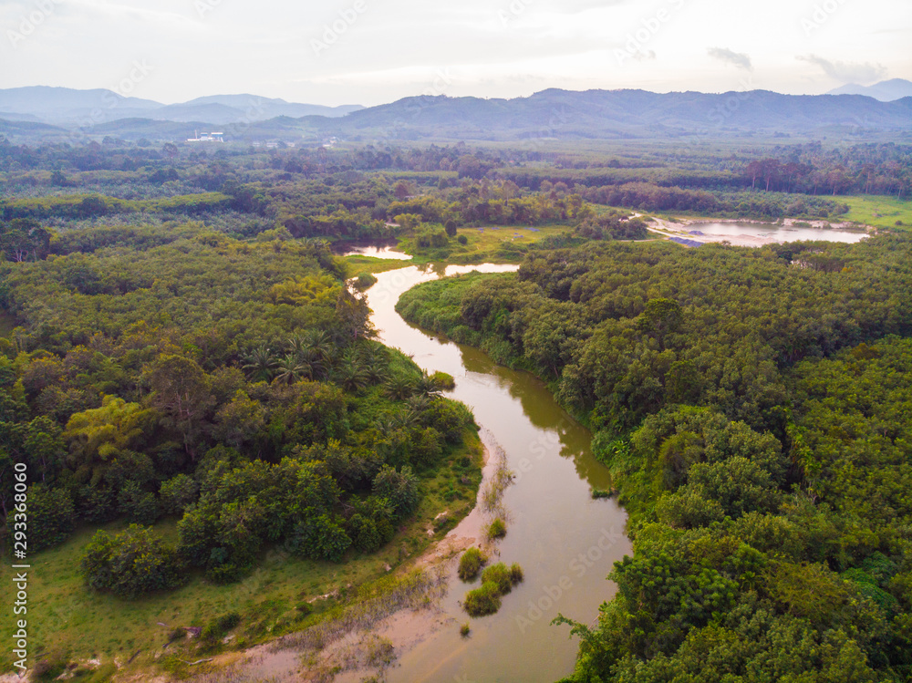 Fototapeta premium Curve of river in green tropical rain forest