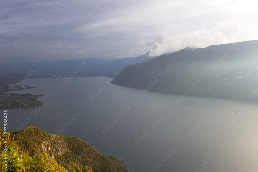sunset over lake bourget france alps savoie mountains beautiful panorama view