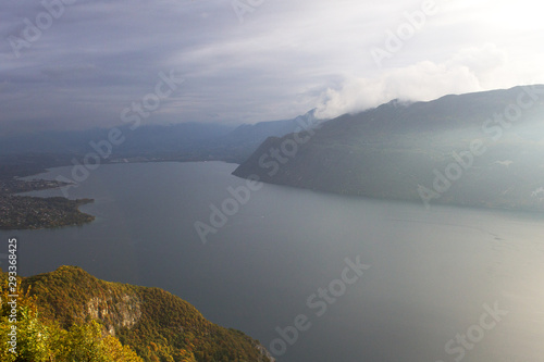 sunset over lake bourget france alps savoie mountains beautiful panorama view