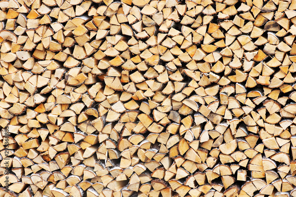 Birch firewood closeup background