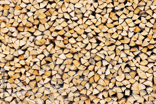 Birch firewood closeup background