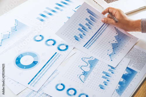 businessman working data document graph chart report marketing research development  planning management strategy analysis financial accounting. Business  office concept.
