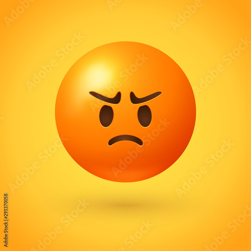 Angry emoji with red face, frowning mouth, eyes and eyebrows scrunched in anger  - conveys varying degrees of anger, from grumpiness and irritation to disgust and outrage