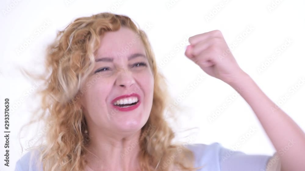 Face of happy beautiful blonde woman getting good news Face of happy beautiful blonde woman getting good news
