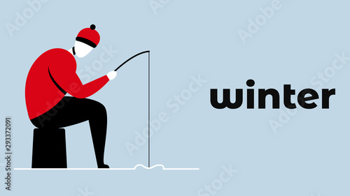 Vector colorful illustration of activity of a men in winter
