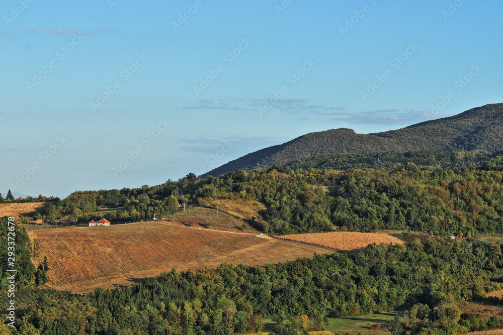 A beautiful sunny landscape of the hills in Western Serbia.