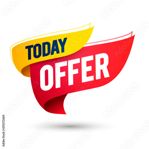 Vector illustration today offer, sale template on waving flag, web banner designs